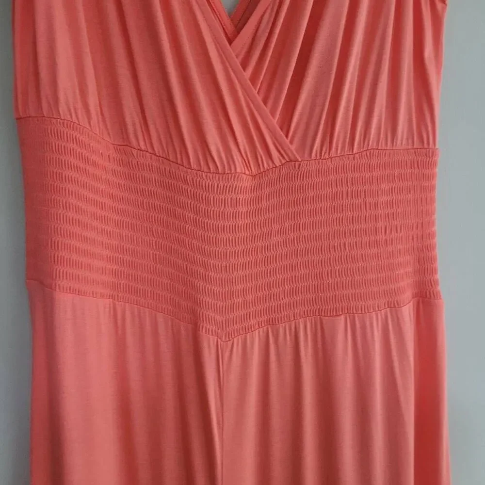 NWT lascana jumpsuit sleeveless wide leg salmon size 14 summer beachy‎